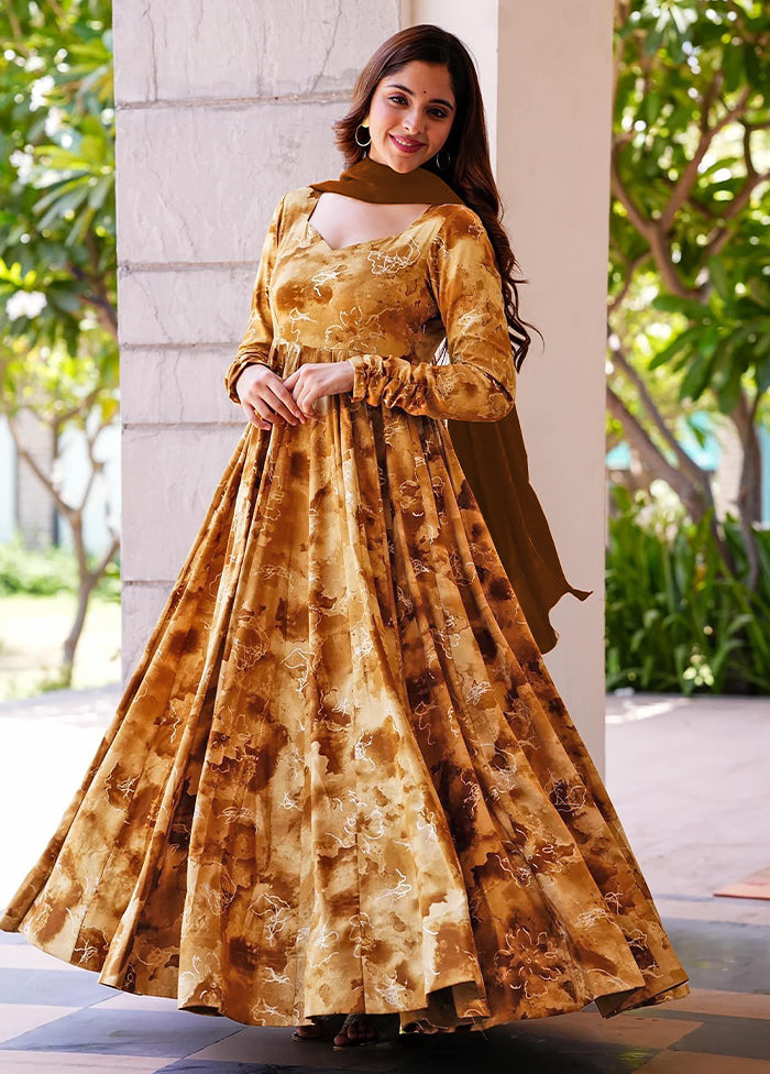 Mustard Readymade Rayon Indian Dress - Indian Silk House Agencies