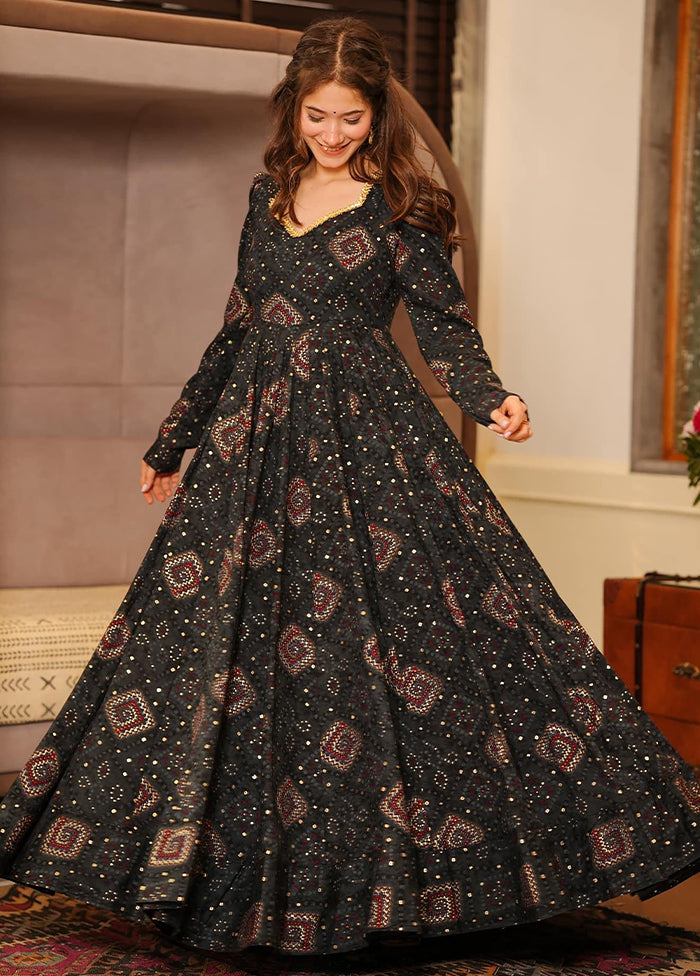 Black Readymade Rayon Indian Dress - Indian Silk House Agencies