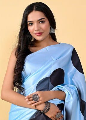 Sky Blue Chiffon Silk Printed Saree With Blouse - Indian Silk House Agencies