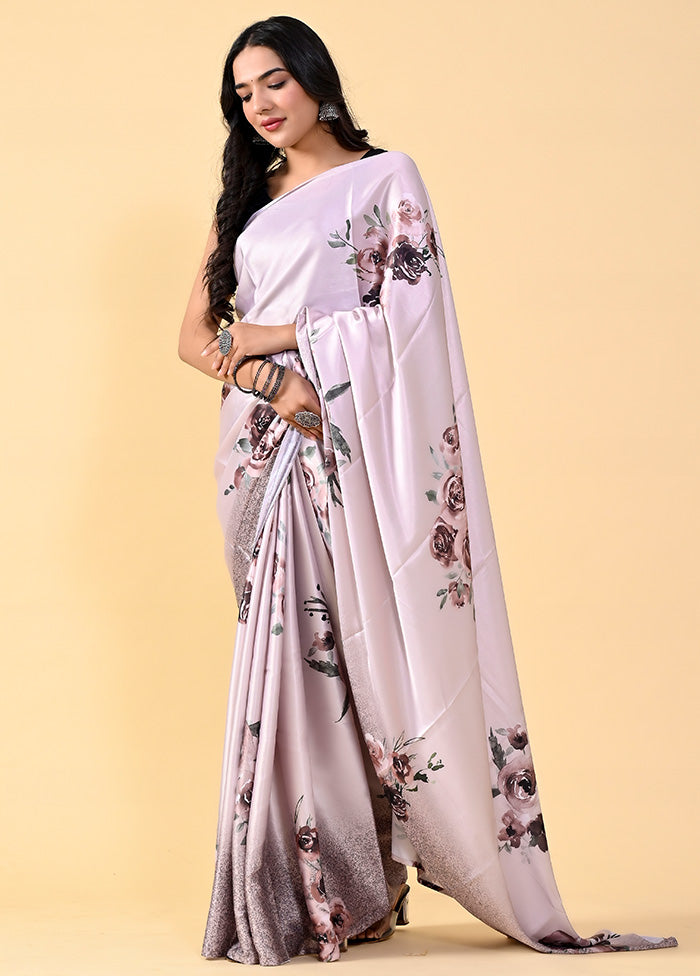 Purple Chiffon Silk Printed Saree With Blouse - Indian Silk House Agencies