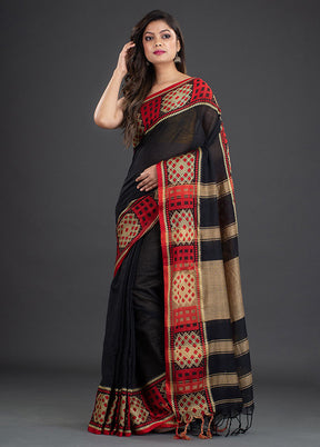 Black Pure Cotton Saree With Blouse - Indian Silk House Agencies