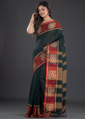 Green Pure Cotton Saree With Blouse - Indian Silk House Agencies