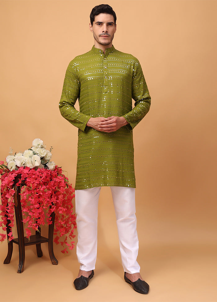 2 Pc Green Viscose Kurta Pajama Set