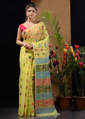 Yellow Tant Saree Without Blouse Piece - Indian Silk House Agencies