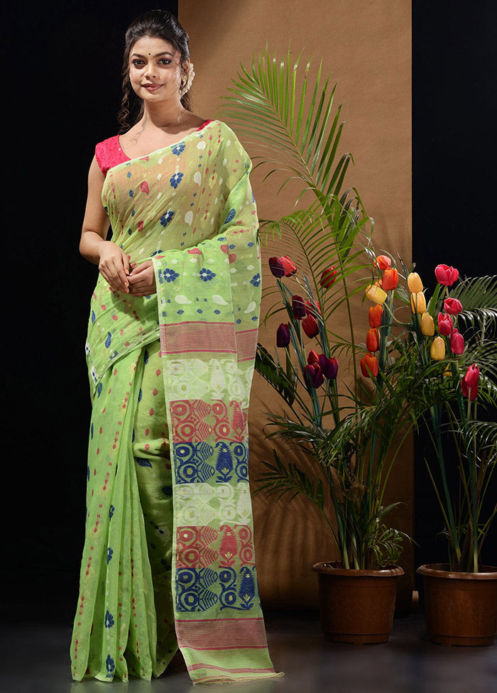 Light Green Tant Saree Without Blouse Piece - Indian Silk House Agencies