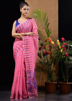 Pink Tant Saree Without Blouse Piece - Indian Silk House Agencies
