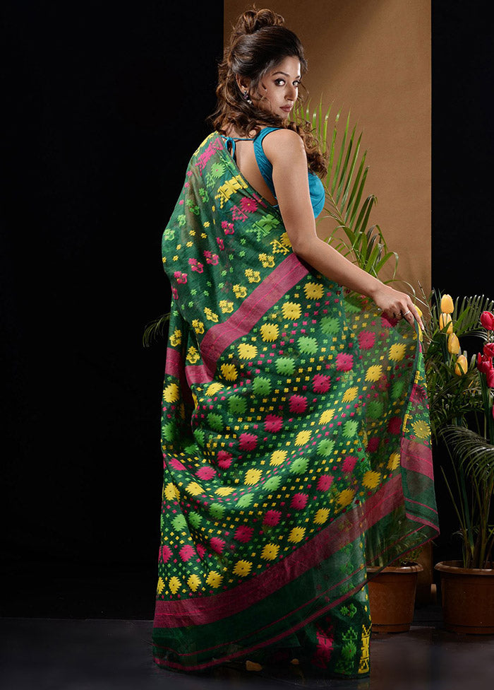 Green Tant Saree Without Blouse Piece - Indian Silk House Agencies