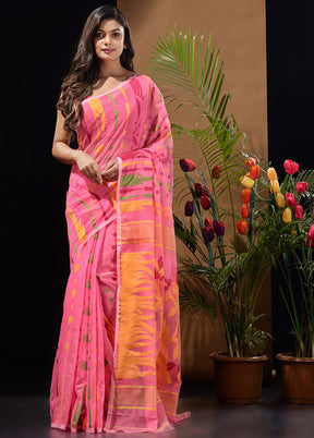 Pink Tant Saree Without Blouse Piece - Indian Silk House Agencies