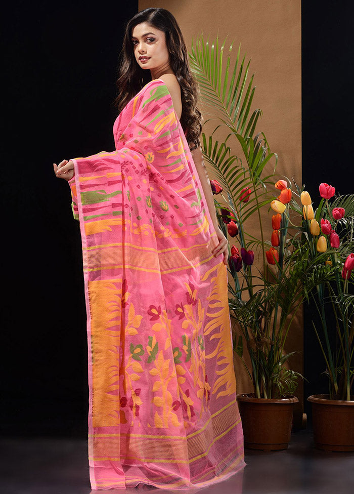 Pink Tant Saree Without Blouse Piece - Indian Silk House Agencies