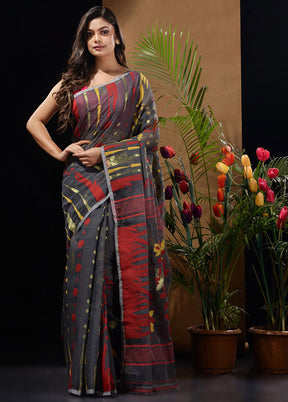 Black Tant Saree Without Blouse Piece - Indian Silk House Agencies