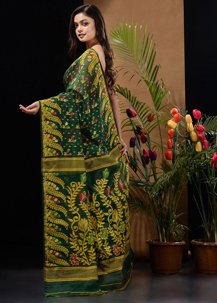 Green Tant Saree Without Blouse Piece - Indian Silk House Agencies