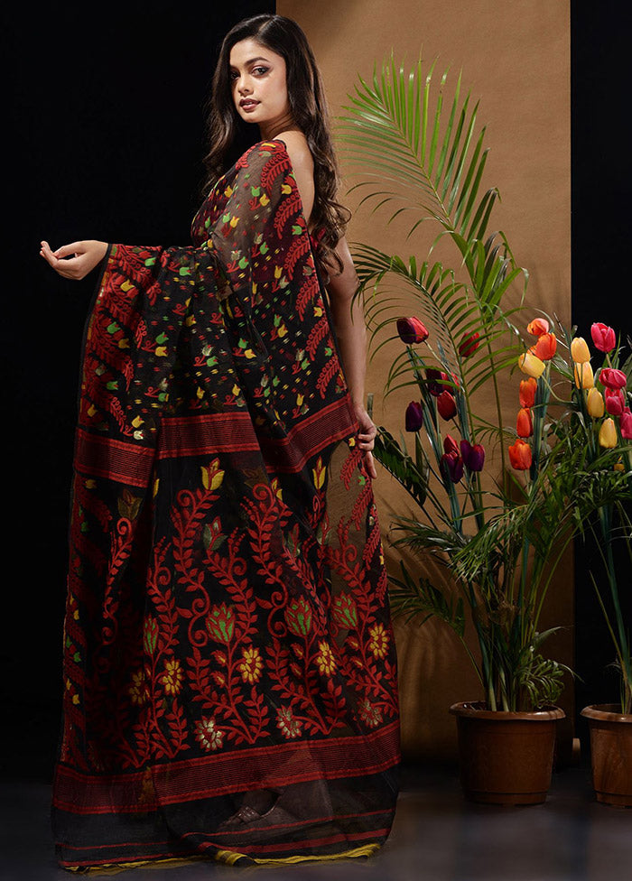 Black Tant Saree Without Blouse Piece - Indian Silk House Agencies