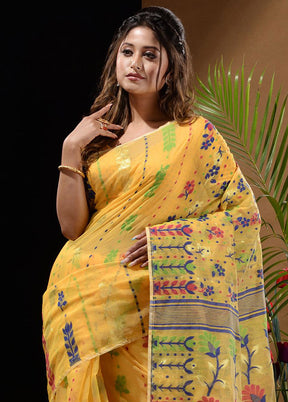 Yellow Tant Saree Without Blouse Piece - Indian Silk House Agencies