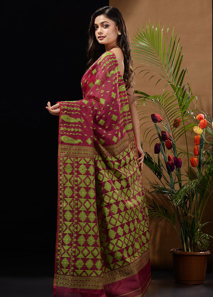 Magenta Tant Saree Without Blouse Piece - Indian Silk House Agencies