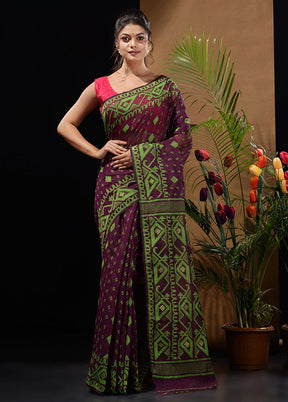 Purple Tant Saree Without Blouse Piece - Indian Silk House Agencies