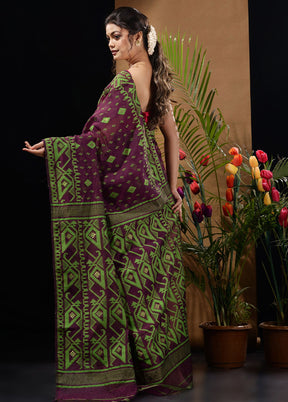 Purple Tant Saree Without Blouse Piece - Indian Silk House Agencies