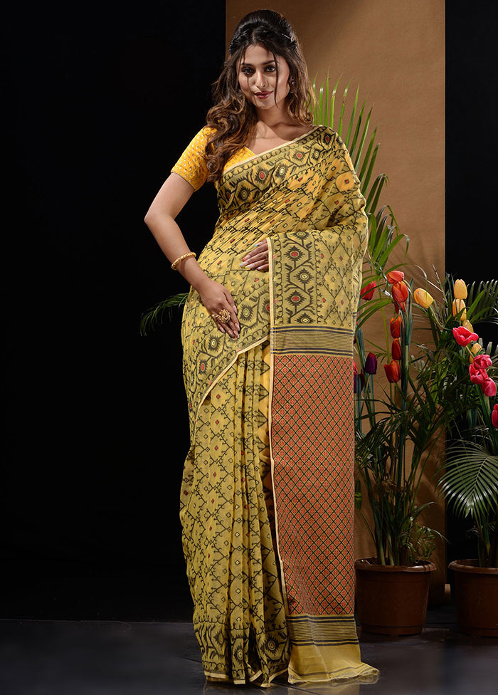 Yellow Tant Saree Without Blouse Piece - Indian Silk House Agencies