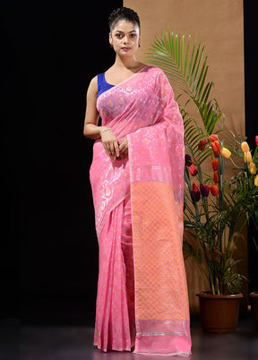 Pink Tant Saree Without Blouse Piece - Indian Silk House Agencies