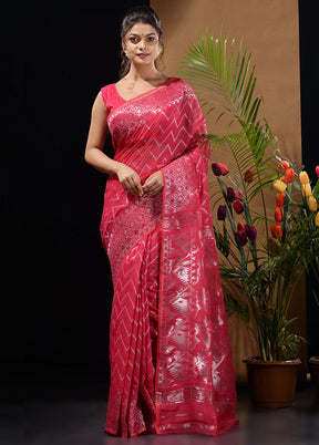 Pink Tant Saree Without Blouse Piece - Indian Silk House Agencies