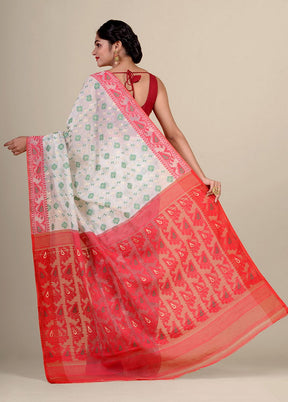 Off White Cotton Handwoven Jamdani Saree Without Blouse Piece - Indian Silk House Agencies