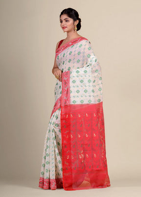 Off White Cotton Handwoven Jamdani Saree Without Blouse Piece - Indian Silk House Agencies