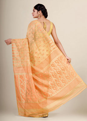 Beige Cotton Handwoven Jamdani Saree Without Blouse Piece - Indian Silk House Agencies