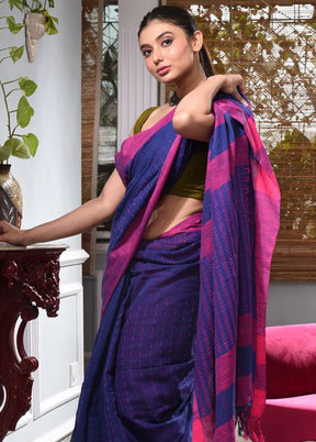 Blue Pure Cotton Embellished Saree With Blouse - Indian Silk House Agencies