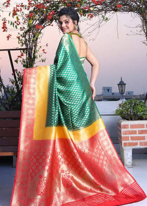 Green Spun Saree With Blouse Piece - Indian Silk House Agencies