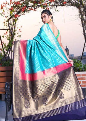 Blue Spun Saree With Blouse Piece - Indian Silk House Agencies