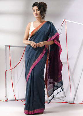 Grey Cotton Saree With Blouse Piece - Indian Silk House Agencies