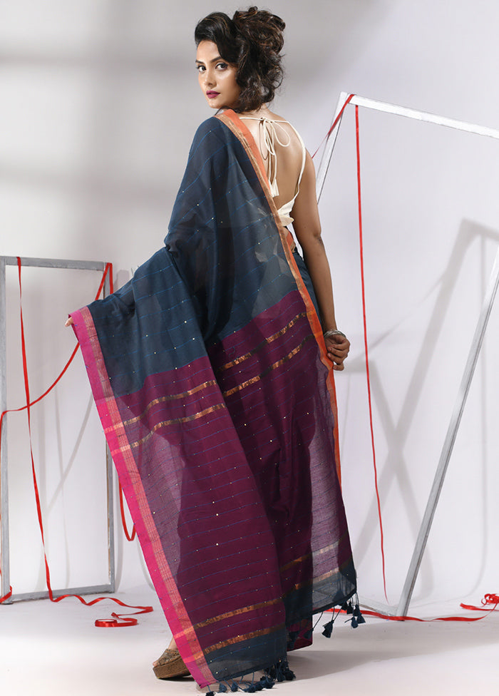 Grey Cotton Saree With Blouse Piece - Indian Silk House Agencies