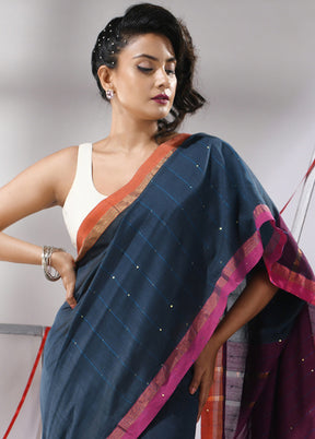 Grey Cotton Saree With Blouse Piece - Indian Silk House Agencies