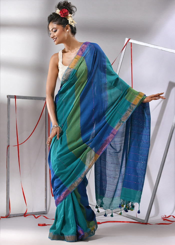 Multicolor Cotton Saree With Blouse Piece - Indian Silk House Agencies