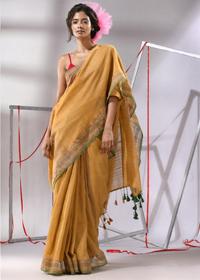 Dark Beige Cotton Saree With Blouse Piece - Indian Silk House Agencies