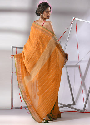 Mustard Cotton Saree With Blouse Piece - Indian Silk House Agencies