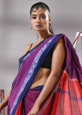 Purple Cotton Saree With Blouse Piece - Indian Silk House Agencies
