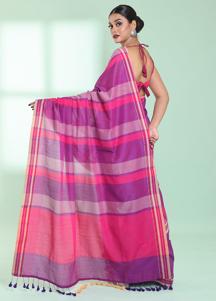 Pink Cotton Saree With Blouse Piece