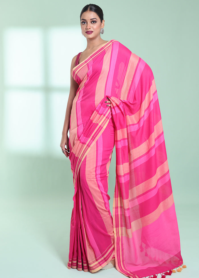 Pink Cotton Saree With Blouse Piece - Indian Silk House Agencies