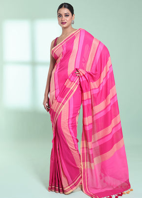 Pink Cotton Saree With Blouse Piece - Indian Silk House Agencies