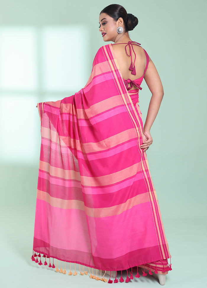 Pink Cotton Saree With Blouse Piece