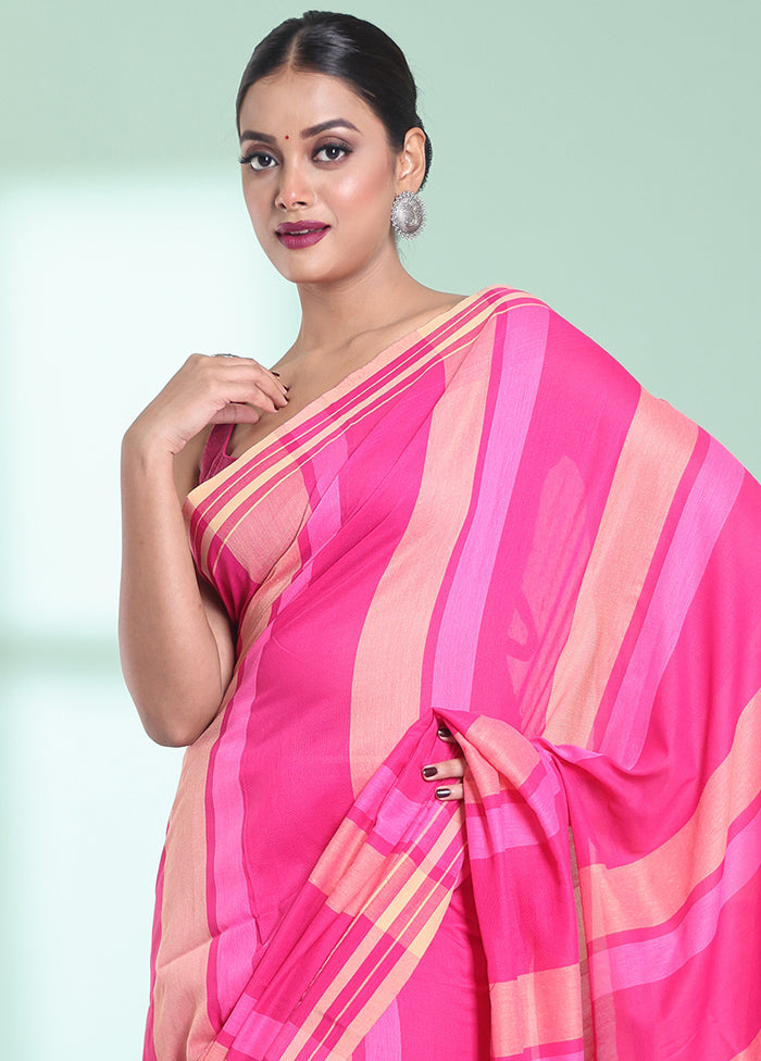 Pink Cotton Saree With Blouse Piece - Indian Silk House Agencies