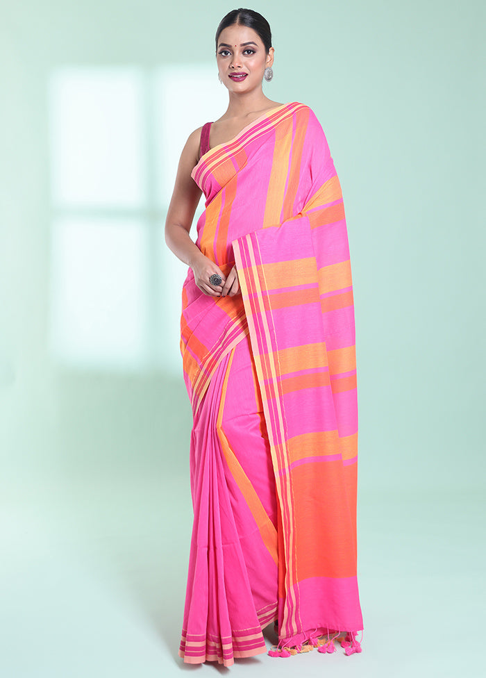 Pink Cotton Saree With Blouse Piece - Indian Silk House Agencies