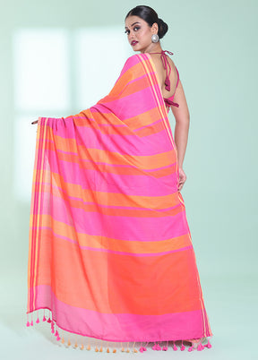 Pink Cotton Saree With Blouse Piece - Indian Silk House Agencies