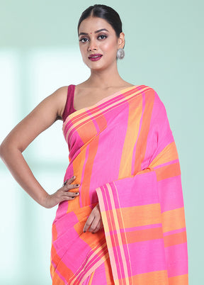 Pink Cotton Saree With Blouse Piece - Indian Silk House Agencies