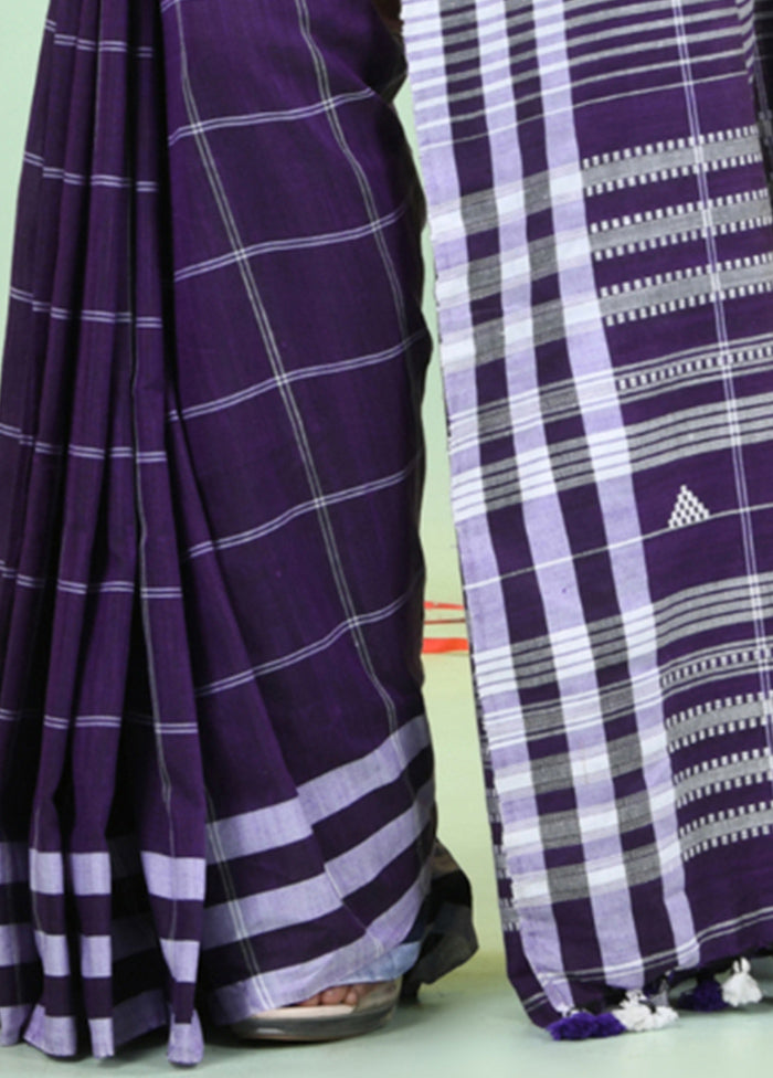 Violet Cotton Saree With Blouse Piece