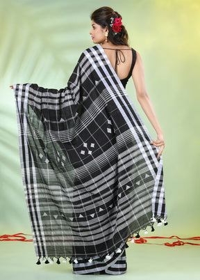 Black Cotton Saree With Blouse Piece