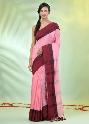 Pink Cotton Saree With Blouse Piece