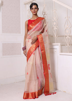 Beige Spun Silk Saree With Blouse Piece