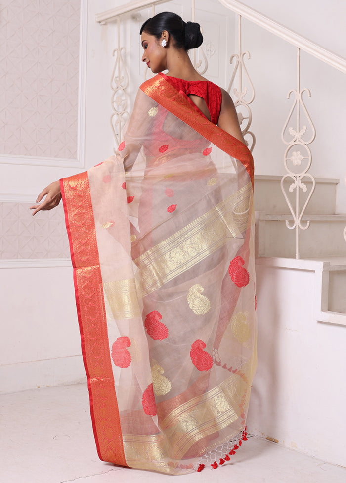 Beige Spun Silk Saree With Blouse Piece