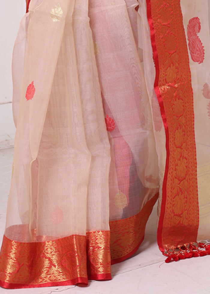 Beige Spun Silk Saree With Blouse Piece